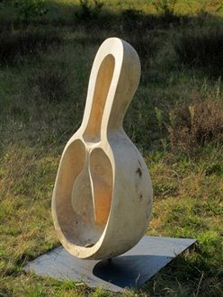 Poplar, stone, metal; 130 x 67 x 35 cm; 2012